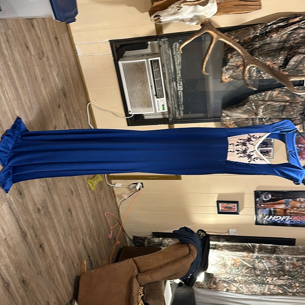 Extra Long Blue Maxi Dress